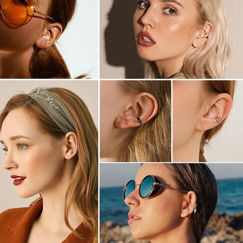 هاياسو 20 قطعة من اقراط الاذن غير قابلة للتعديل بمشبك على الاذن والغضروف, مكعب زركونيا, مكعب زركونيا in Kuwait