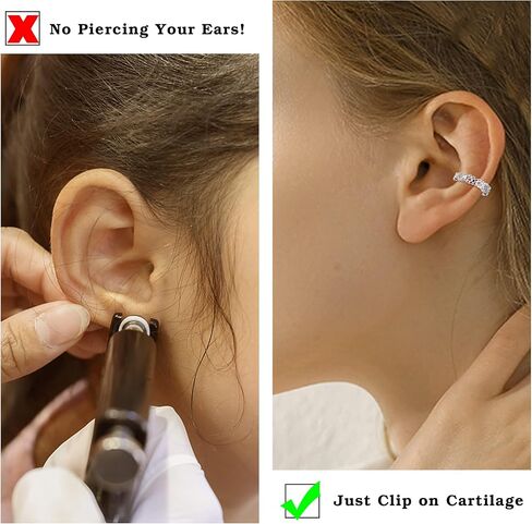 هاياسو 20 قطعة من اقراط الاذن غير قابلة للتعديل بمشبك على الاذن والغضروف, مكعب زركونيا, مكعب زركونيا in Kuwait