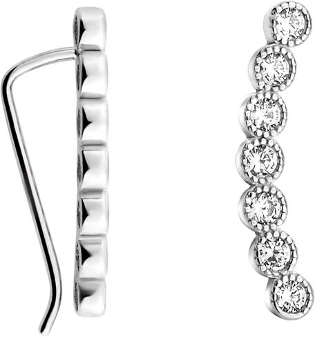 SOFIA MILANI - 21044 - Women's Earrings with Cubic Zirconia Stone - Curved Design Ear Climber - 925 Sterling Silver, Sterling Silver, Cubic Zirconia in Kuwait