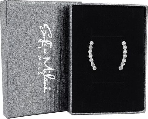 SOFIA MILANI - 21044 - Women's Earrings with Cubic Zirconia Stone - Curved Design Ear Climber - 925 Sterling Silver, Sterling Silver, Cubic Zirconia in Kuwait