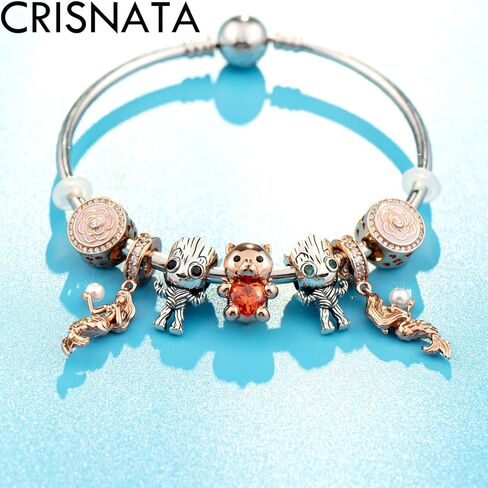 CRISNATA Ocean Series Charm-925 Sterling Silver Rose Gold/Silver Mermaid Ariel and Blue CZ Shell Beads, fits European Sea Charms Bracelet, Gifts for Daughter/Sister/Friends/Mother in Saudi Arabia