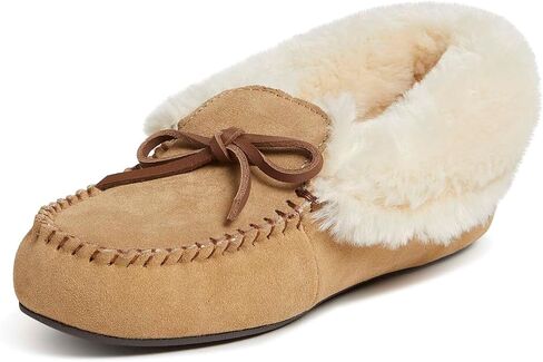 Dearfoams Genuine Suede Foldover Bootie Slipper with Tie womens Slipper in Saudi Arabia