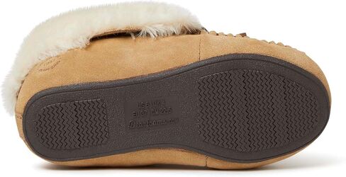 Dearfoams Genuine Suede Foldover Bootie Slipper with Tie womens Slipper in Saudi Arabia