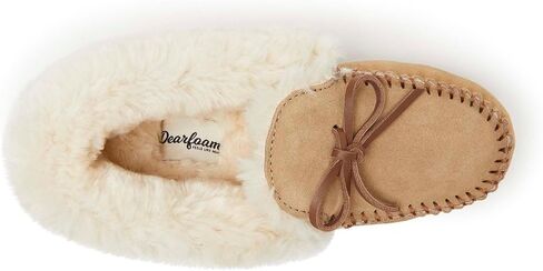 Dearfoams Genuine Suede Foldover Bootie Slipper with Tie womens Slipper in Saudi Arabia