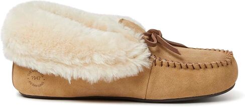 Dearfoams Genuine Suede Foldover Bootie Slipper with Tie womens Slipper in Saudi Arabia