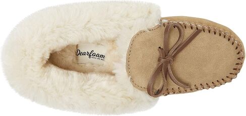 Dearfoams Genuine Suede Foldover Bootie Slipper with Tie womens Slipper in Saudi Arabia