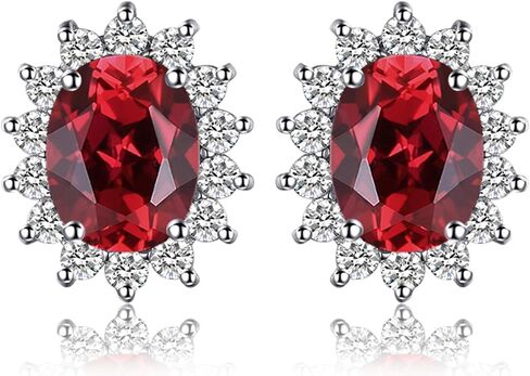 JewelryPalace الأميرة ديانا كيت ميدلتون فئة الأحجار الكريمة جوهرة الياقوت الزمرد روبي أقراط للنساء، 14K الذهب الأصفر مطلي 925 أقراط الفضة الاسترليني للنساء، مجموعة الأقراط in Kuwait