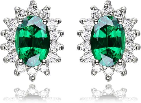 JewelryPalace الأميرة ديانا كيت ميدلتون فئة الأحجار الكريمة جوهرة الياقوت الزمرد روبي أقراط للنساء، 14K الذهب الأصفر مطلي 925 أقراط الفضة الاسترليني للنساء، مجموعة الأقراط in Kuwait