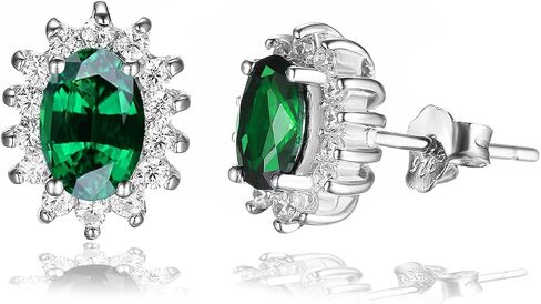 JewelryPalace الأميرة ديانا كيت ميدلتون فئة الأحجار الكريمة جوهرة الياقوت الزمرد روبي أقراط للنساء، 14K الذهب الأصفر مطلي 925 أقراط الفضة الاسترليني للنساء، مجموعة الأقراط in Kuwait