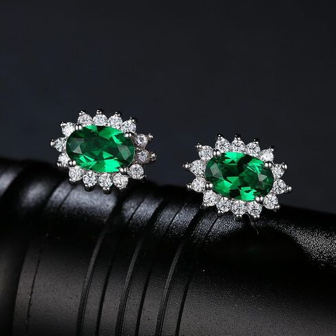 JewelryPalace الأميرة ديانا كيت ميدلتون فئة الأحجار الكريمة جوهرة الياقوت الزمرد روبي أقراط للنساء، 14K الذهب الأصفر مطلي 925 أقراط الفضة الاسترليني للنساء، مجموعة الأقراط in Kuwait