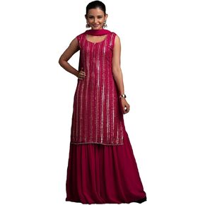 DREAMANGEL FASHION ملابس جورجيت النسائية للحفلات المطرزة كورتا وشارارا مع دوباتا in Kuwait