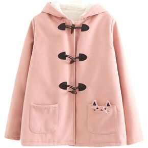 Womens Winter Coats Japanese Cute Thick Warm Hooded Jacket