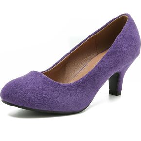 Women's Classic Round Toe Pump Kitten Low Heel Shoes