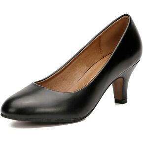 Women's Classic Round Toe Pumps, Mid Kitten Heel, Office Dress Shoes in Kuwait