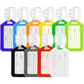 10 Pcs Luggage Tags, 10 Colors Travel Suitcase Bag Baggage Tag with Lanyard, 3.4x1.8 Inches Plastic Luggage Identifiers, Waterproof ID Tags for Suitcases Bag and Baggage in Kuwait