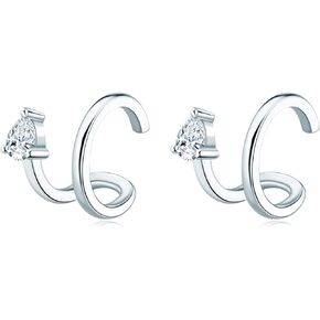 AINUOSHI Ear Cuff Earrings for Women Moissanite Earrings Non-Piercing Clip On Cartilage, 925 Sterling Silver with 18K White Gold / 14K Gold Plated, Hypoallergenic, Jewelry Box Packed
