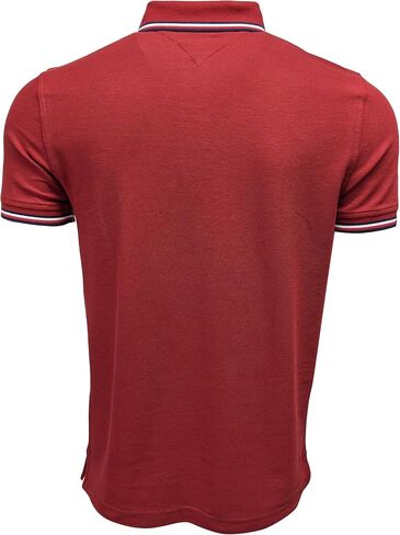 Tommy Hilfiger Mens Striped Collar Polo (Small, Dark Red) in Saudi Arabia