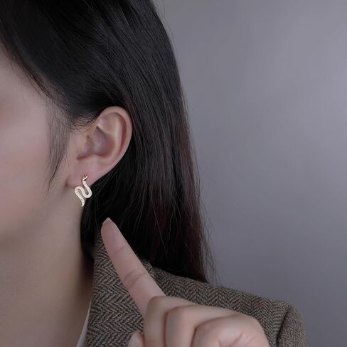 SLUYNZ Sterling Silver CZ Punk Snake Stud Earrings for Women Teen Girls Snake Stud Earrings Drop Men Earrings in Saudi Arabia