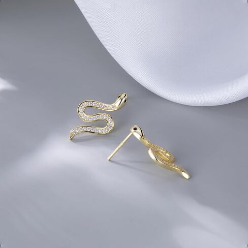 SLUYNZ Sterling Silver CZ Punk Snake Stud Earrings for Women Teen Girls Snake Stud Earrings Drop Men Earrings in Saudi Arabia