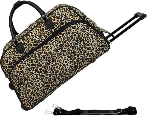 World Traveler 21-Inch Carry-On Rolling Duffel Bag, Black White Paws in Saudi Arabia