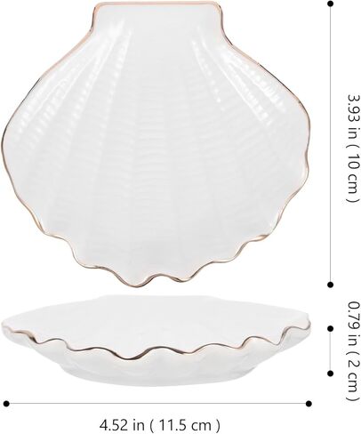 زدروديكو طبق مجوهرات من السيراميك، صينية تقديم من السيراميك، طبق عشاء على شكل صدف بحري، صينية تخزين للمجوهرات والخواتم in Kuwait