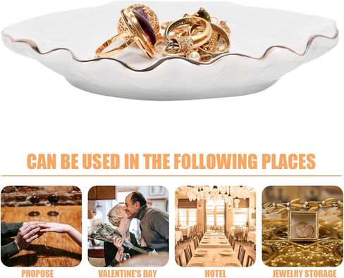 زدروديكو طبق مجوهرات من السيراميك، صينية تقديم من السيراميك، طبق عشاء على شكل صدف بحري، صينية تخزين للمجوهرات والخواتم in Kuwait