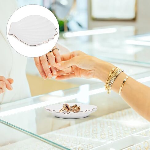 زدروديكو طبق مجوهرات من السيراميك، صينية تقديم من السيراميك، طبق عشاء على شكل صدف بحري، صينية تخزين للمجوهرات والخواتم in Kuwait