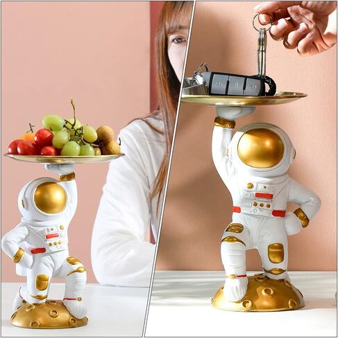 علبة مكياج بتصميم رجل فضاء وخاتم وحامل مجوهرات بتصميم رائد فضاء لتنظيم المجوهرات والوجبات الخفيفة، صينية مفاتيح للمكتب والمنزل والمكتب والديكور وملحقات السيارة in Saudi Arabia