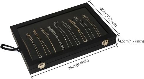 XCRUI Velvet Stackable 20 Hooks Necklace Jewelry Tray Showcase Display Organizer Holder for Women Girls, Black in Kuwait