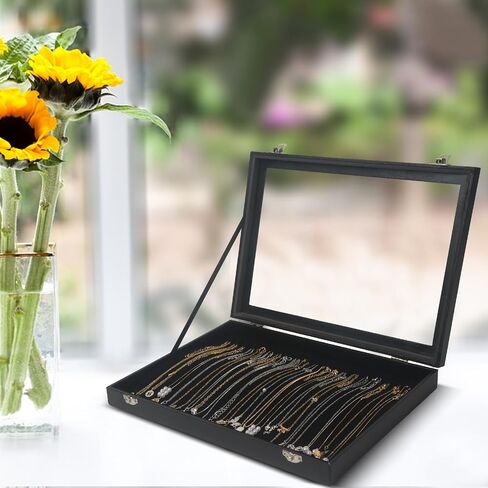 XCRUI Velvet Stackable 20 Hooks Necklace Jewelry Tray Showcase Display Organizer Holder for Women Girls, Black in Kuwait