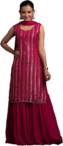 DREAMANGEL FASHION ملابس جورجيت النسائية للحفلات المطرزة كورتا وشارارا مع دوباتا in Kuwait