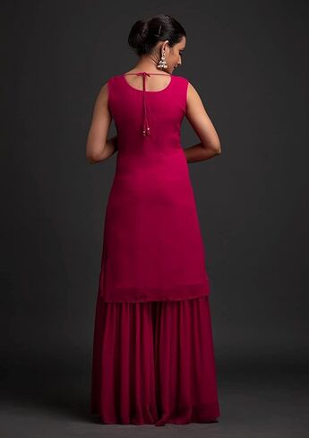DREAMANGEL FASHION ملابس جورجيت النسائية للحفلات المطرزة كورتا وشارارا مع دوباتا in Kuwait