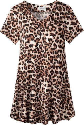 LARACE Plus Size Tops for Womens T Shirts Button Down Summer Clothes Short Sleeve Tunics Casual V Neck Blouses in Saudi Arabia