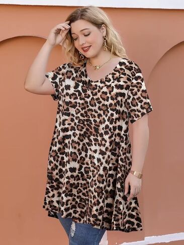 LARACE Plus Size Tops for Womens T Shirts Button Down Summer Clothes Short Sleeve Tunics Casual V Neck Blouses in Saudi Arabia