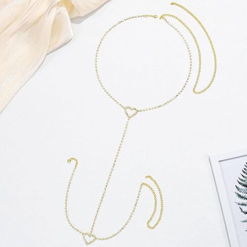 Werhonton حجر الراين الفخذ سلسلة الذهب القلب الساق سلسلة حزب مجوهرات الجسم للنساء والفتيات in Kuwait