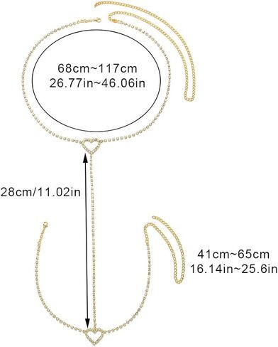 Werhonton حجر الراين الفخذ سلسلة الذهب القلب الساق سلسلة حزب مجوهرات الجسم للنساء والفتيات in Kuwait