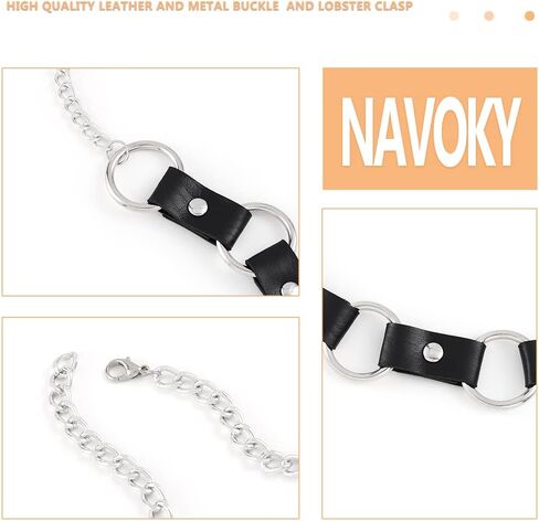Navoky Punk Leather الخصر سلسلة الهيب هوب البطن سلسلة حزام ملهى ليلي الجسم سلاسل اكسسوارات المجوهرات للنساء والفتيات in Kuwait