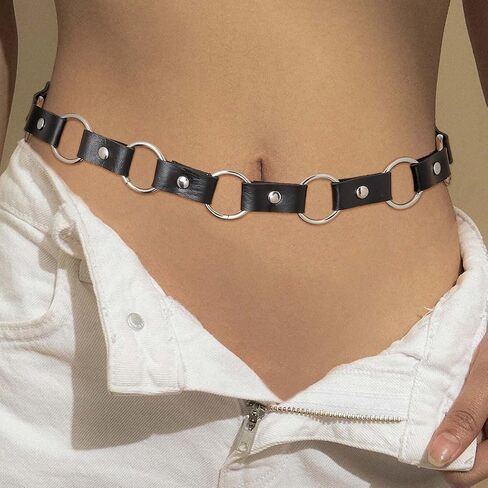 Navoky Punk Leather الخصر سلسلة الهيب هوب البطن سلسلة حزام ملهى ليلي الجسم سلاسل اكسسوارات المجوهرات للنساء والفتيات in Kuwait