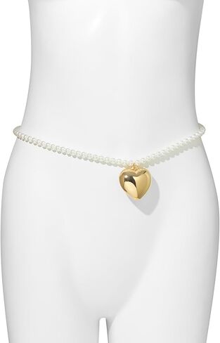 Sexy Simple Pearl Waist Chain Belt Summer Beach Beaded Belly Body Chain Jewelry Festival Rave Pearl Belly Belt Bikini Heart Pendant Body Accessory Jewelry for Women in Saudi Arabia