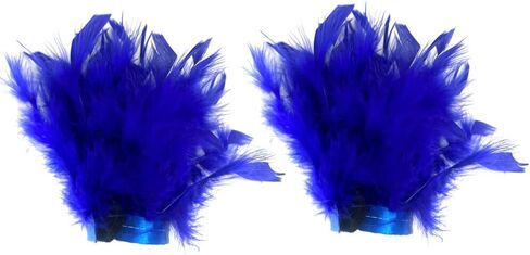 Blue Feather Slap Bracelet Cuffs Satin Turkey Feather Trim Bracelet Cuffs Carnival Feather Accessories Wedding Bridal Feather Wrist Cuff Christmas Party Costume, 1 Pair in Saudi Arabia