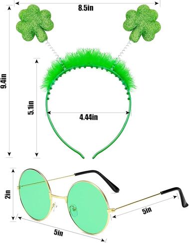 Blesky St Patricks Day Costume Accessories Shamrock Green Headband Green Sunglasses for Women Girls Men Party Supplies in Kuwait