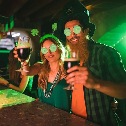Blesky St Patricks Day Costume Accessories Shamrock Green Headband Green Sunglasses for Women Girls Men Party Supplies in Kuwait