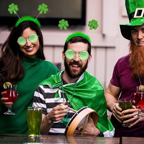 Blesky St Patricks Day Costume Accessories Shamrock Green Headband Green Sunglasses for Women Girls Men Party Supplies in Kuwait
