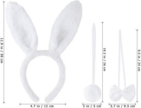 JOYFISCO Bunny Ears, 3 Pcs Bunny Costume Set Bunny Ears with Bow Tie and Tail Easter Cosplay Party Costume Assesories in Saudi Arabia