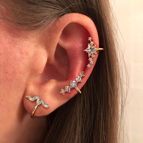 Subiceto 6 قطع الأذن الأصفاد هوب متسلق القرط للنساء الغضروف 5 تشيكوسلوفاكيا الأذن الكفة كليب على الأقراط مع زركونيا مكعب أوبال الأذن الزاحف وهمية الحلزون محارة Daith غير ثقب مجموعة مجوهرات in Kuwait