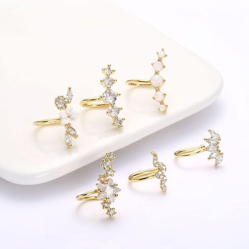 Subiceto 6 قطع الأذن الأصفاد هوب متسلق القرط للنساء الغضروف 5 تشيكوسلوفاكيا الأذن الكفة كليب على الأقراط مع زركونيا مكعب أوبال الأذن الزاحف وهمية الحلزون محارة Daith غير ثقب مجموعة مجوهرات in Kuwait