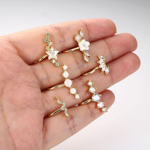 Subiceto 6 قطع الأذن الأصفاد هوب متسلق القرط للنساء الغضروف 5 تشيكوسلوفاكيا الأذن الكفة كليب على الأقراط مع زركونيا مكعب أوبال الأذن الزاحف وهمية الحلزون محارة Daith غير ثقب مجموعة مجوهرات in Kuwait