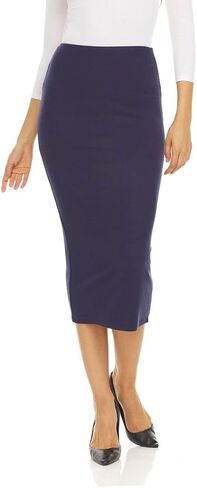 BGDK Ribbed Midi Skirt with Elastic Waist for Women- Bodycon Office Pencil Skirt in Saudi Arabia