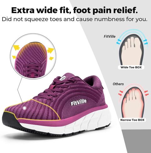 FitVille Wide Toe Box Shoes Women Comfortable Non Slip Wide Walking Shoes Women Swollen Feet Lightweight in Saudi Arabia