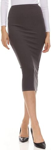 BGDK Ribbed Midi Skirt with Elastic Waist for Women- Bodycon Office Pencil Skirt in Saudi Arabia